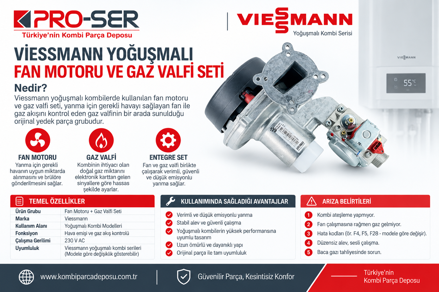 Viessmann Yoğuşmalı Fan Motoru ve Gaz Valfi Seti Nedir – PRO-SER