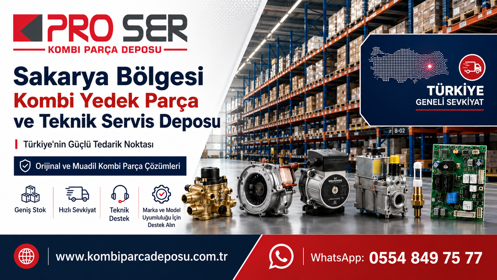 Sakarya Bölgesi Kombi Yedek Parça ve Teknik Servis Deposu