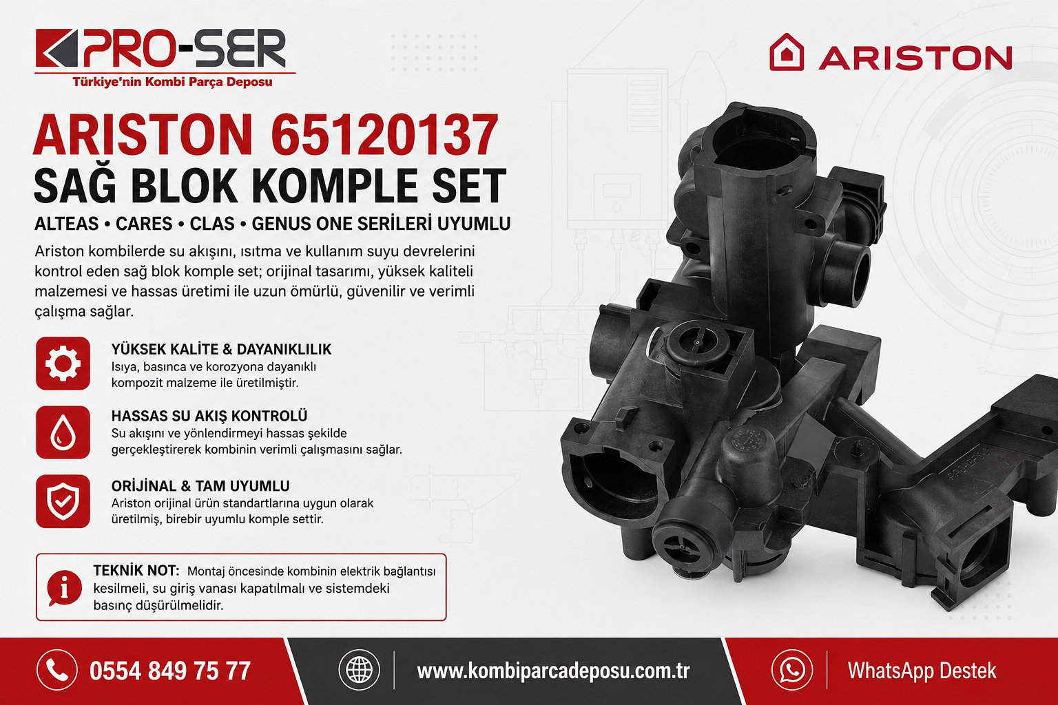 Ariston Sağ Blok Set 65120137 Nedir? Özellikleri Nelerdir?
