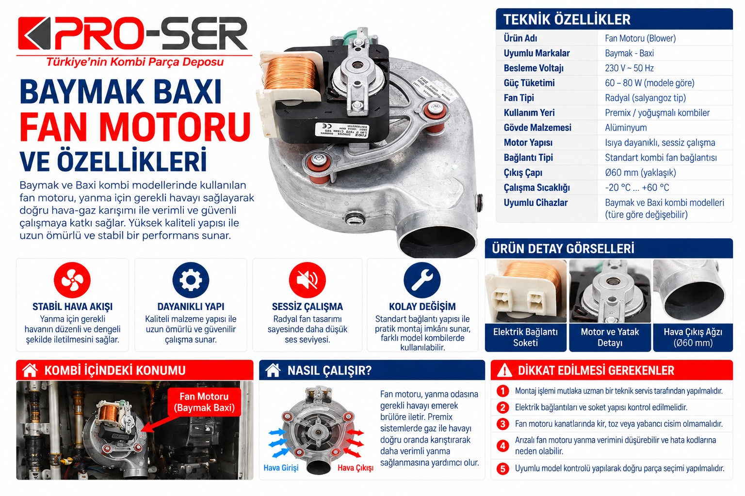 Baymak Baxi Fan Motoru Özellikleri ve Değişim Yöntemleri – PRO-SER