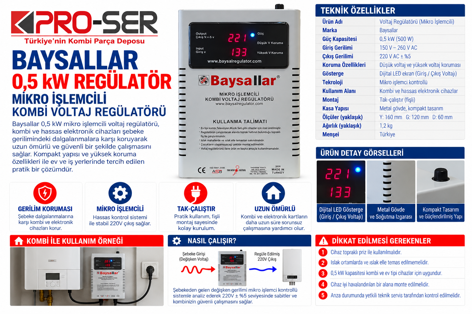 Baysallar 0,5 kW Regülatör İncelemesi ve Teknik Detaylar – PRO-SER