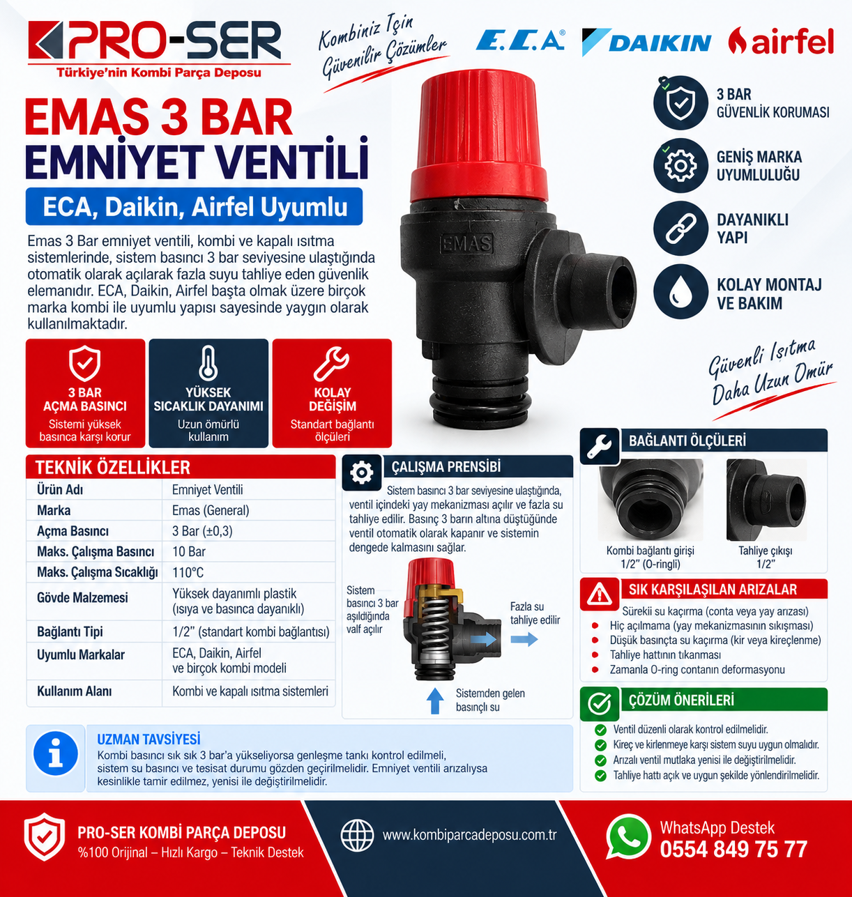 Eca Daikin Airfel Emas 3 Bar Emniyet Ventili Özellikleri