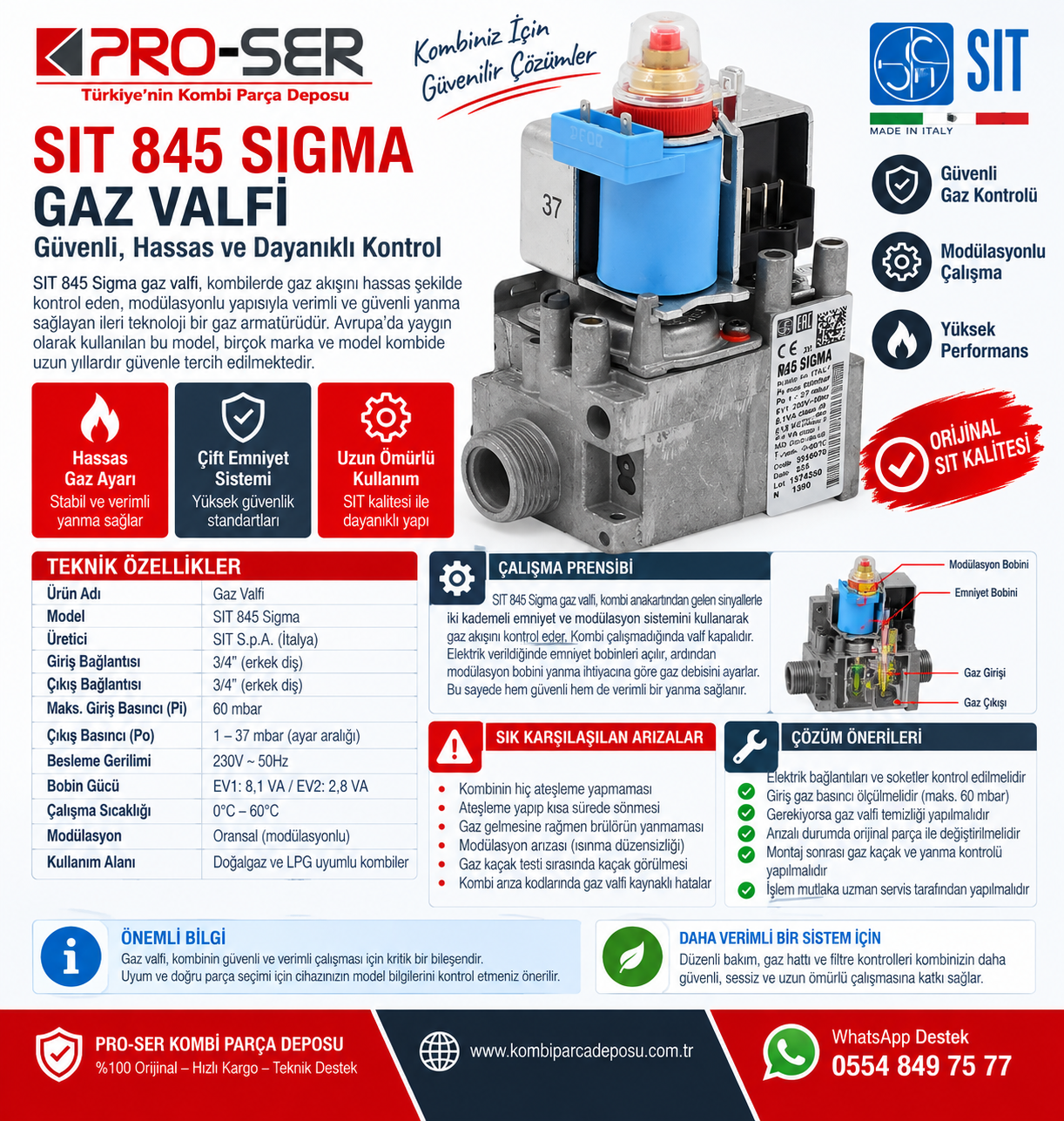 SIT 845 Sigma Gaz Valfi Özellikleri ve Çalışma Prensibi – PRO-SER