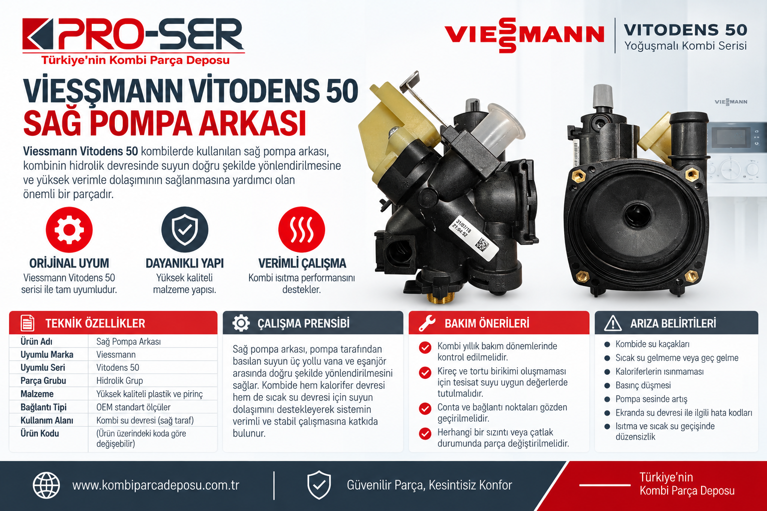 Viessmann Vitodens 50 Sağ Pompa Arkası İnceleme ve Bakım – PRO-SER
