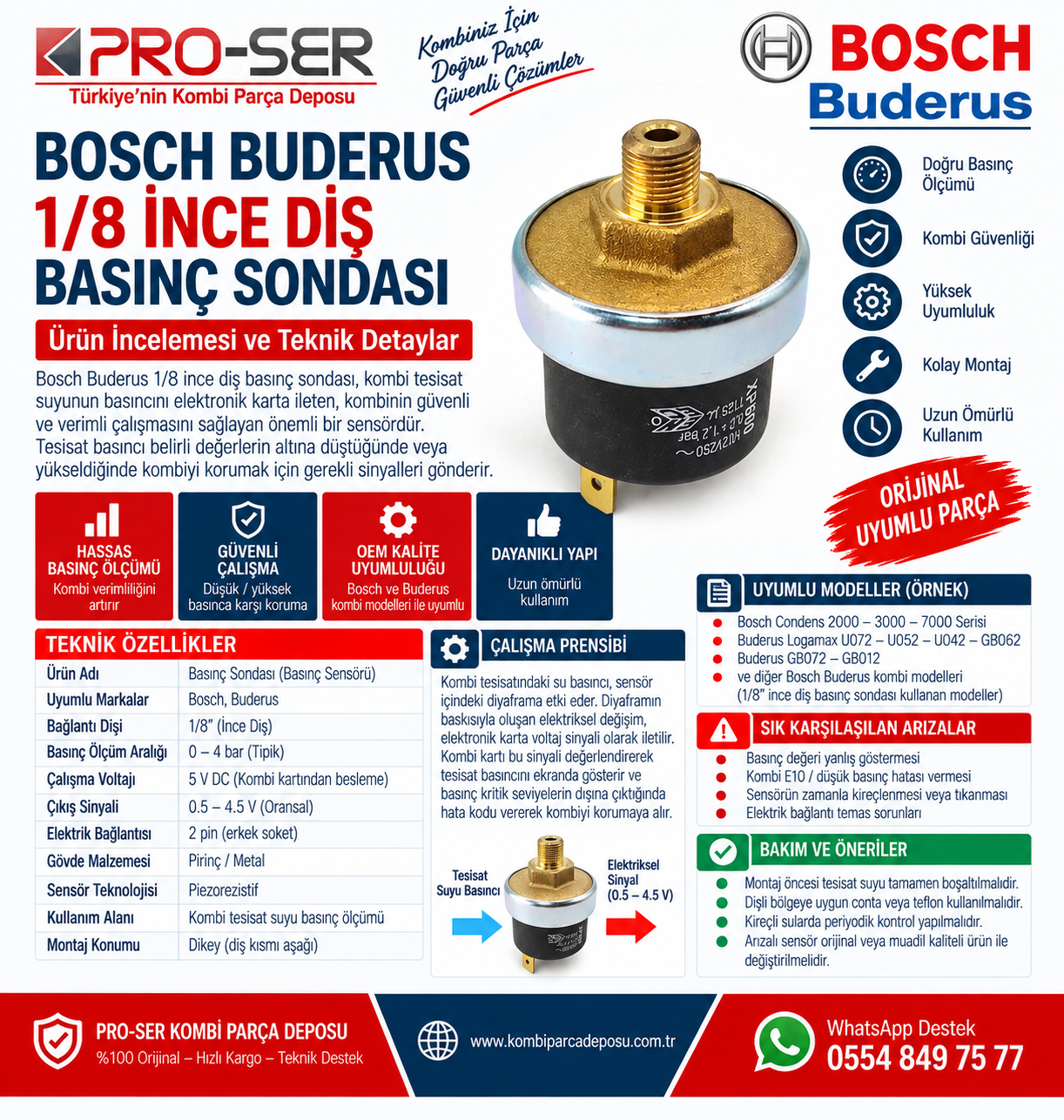 Bosch Buderus 1/8 İnce Diş Basınç Sondası Detaylı Analiz – PRO-SER