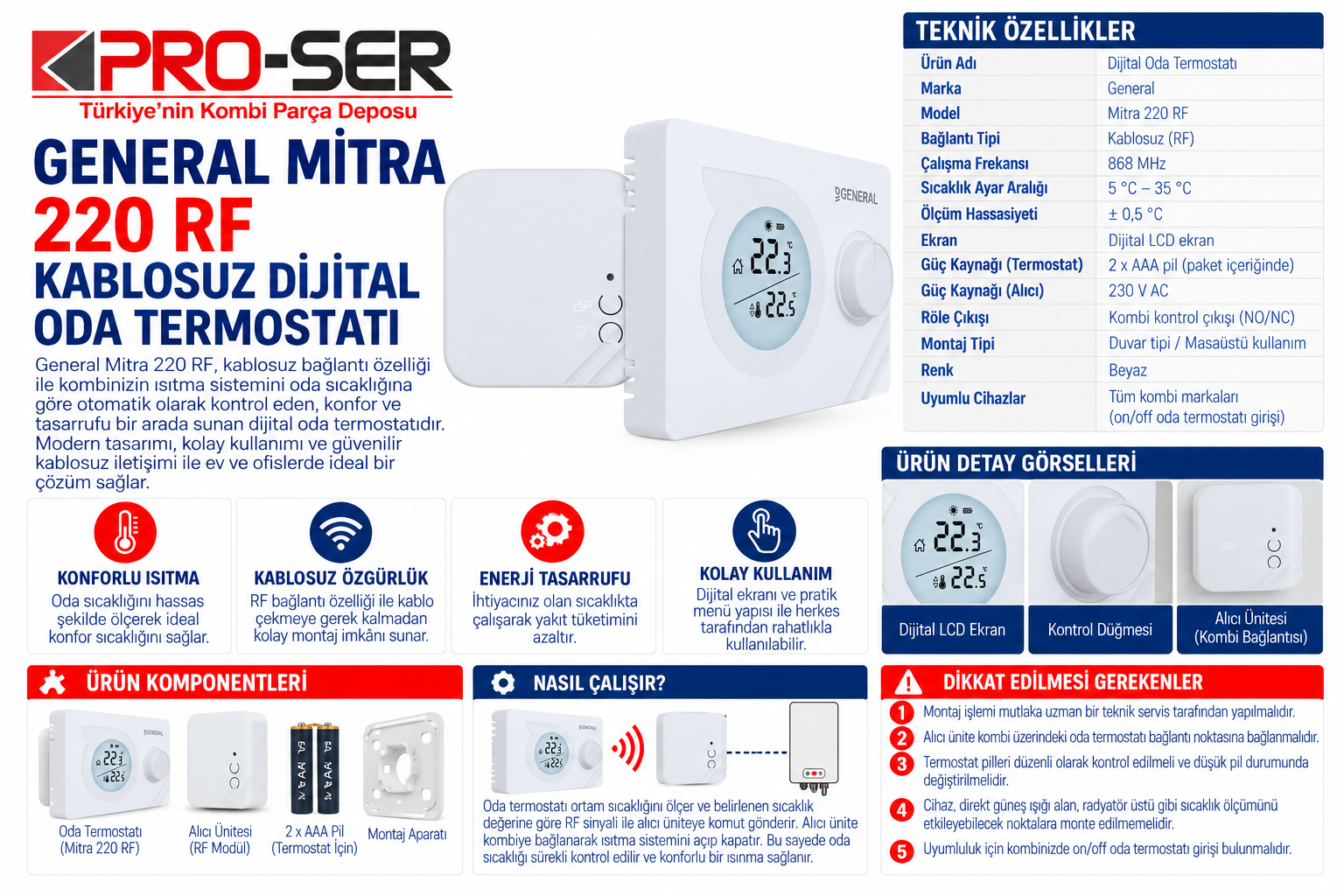 General Mitra 220 RF Kablosuz Oda Termostatı İncelemesi – PRO-SER