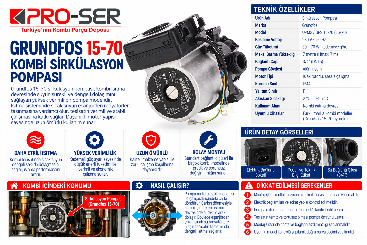 Grundfos UPM2 15-70 Kombi Sirkülasyon Pompası İncelemesi – PRO-SER