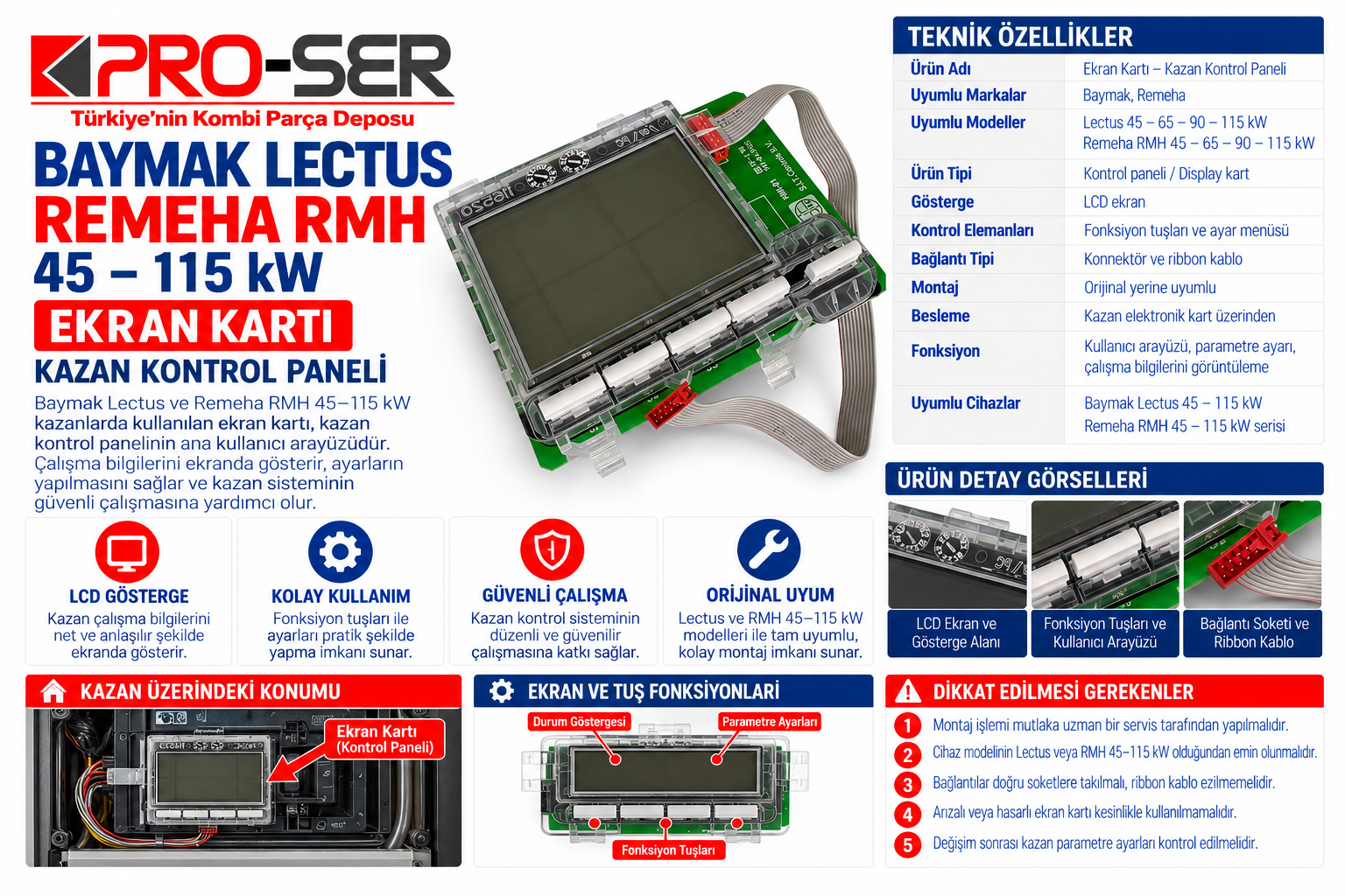 Baymak Lectus Ekran Kartı: RMH 45-115 Panel Özellikleri – PRO-SER