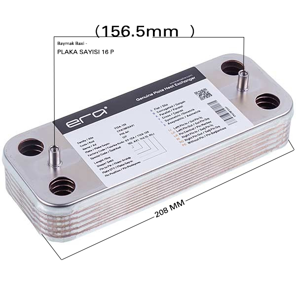 Plaka Eşanjör 16 P- Baymak Baxi (156.5mm Düz) Hrale Plaka Eşanjör 16 P- Baymak Baxi (156.5mm Düz) Hrale – PRO-SER