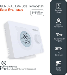 General Mitra 220 RF Kablosuz Dijital Oda Termostatı – PRO-SER