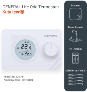 General Mitra 220 RF Kablosuz Dijital Oda Termostatı – PRO-SER