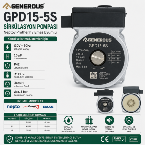 Kombi Sirkülasyon Pompası GPD Nepto Protherm Emas Uyumlu 15-5S Z076 – PRO-SER