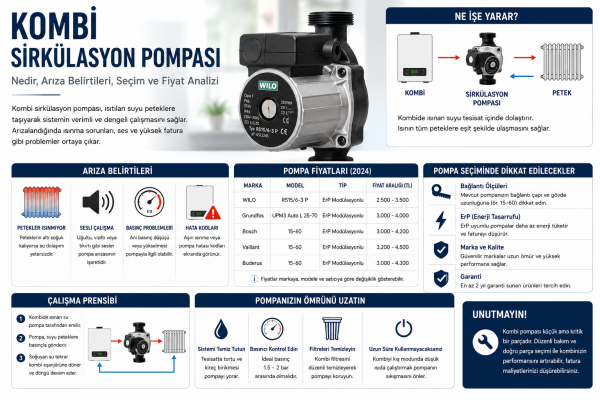 Kombi sirkülasyon pompası nedir seçim ve fiyat analizi - PRO-SER