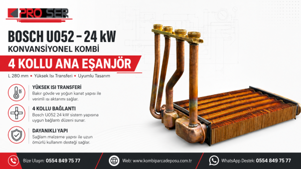 Bosch 4 Kollu Ana Eşanjör U052-24KW Nedir, Özellikleri - PRO-SER