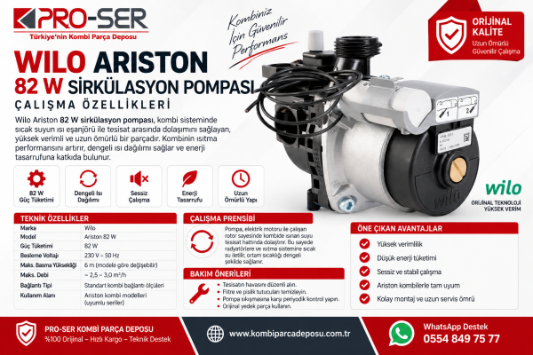 wilo ariston 82 w sirkülasyon pompası çalışma özellikleri - PRO-SER