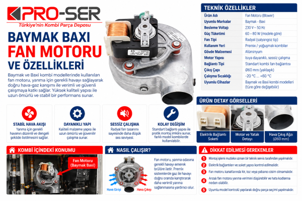Baymak Baxi Fan Motoru Özellikleri ve Değişim Yöntemleri - PRO-SER