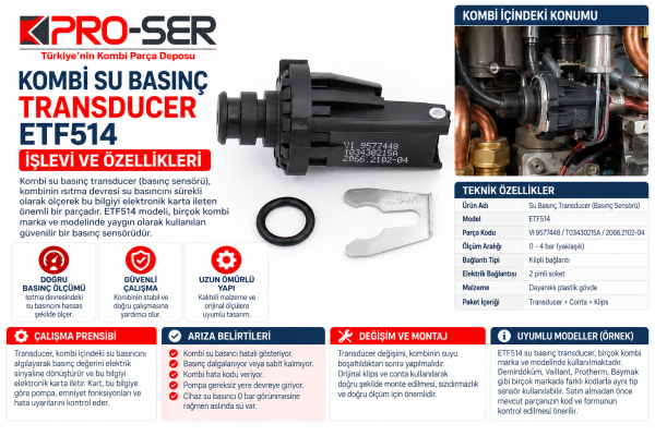 Kombi Su Basınç Transducer ETF514 İşlevi ve Özellikleri - PRO-SER
