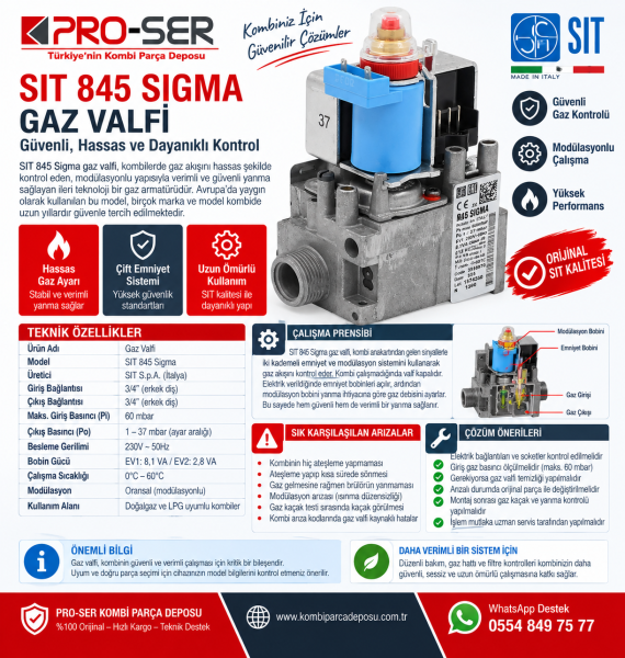 SIT 845 Sigma Gaz Valfi Özellikleri ve Çalışma Prensibi - PRO-SER