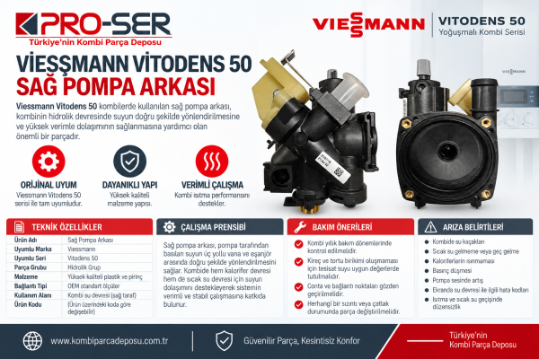 Viessmann Vitodens 50 Sağ Pompa Arkası İnceleme ve Bakım - PRO-SER