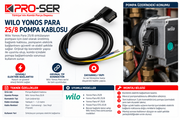Wilo Yonos Para 25/8 Pompa Kablosu İncelemesi ve Montajı - PRO-SER