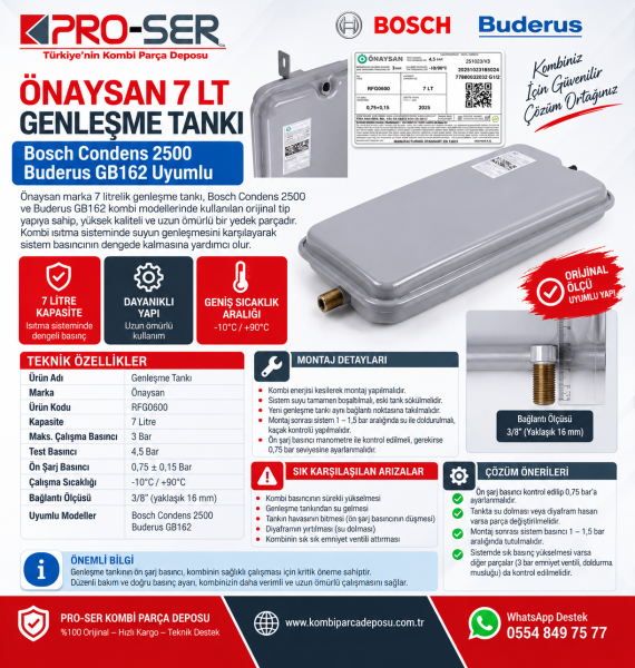 Bosch Condens 2500 Uyumlu Genleşme Tankı Önaysan Analizi - PRO-SER