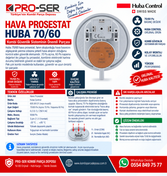 Hava Prosestat Huba 70/60 Özellikleri ve Çalışma Prensibi - PRO-SER