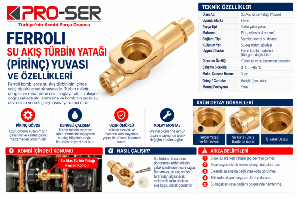 Ferroli Su Akış Türbin Yatağı Pirinç Yuvası Özellikleri - PRO-SER