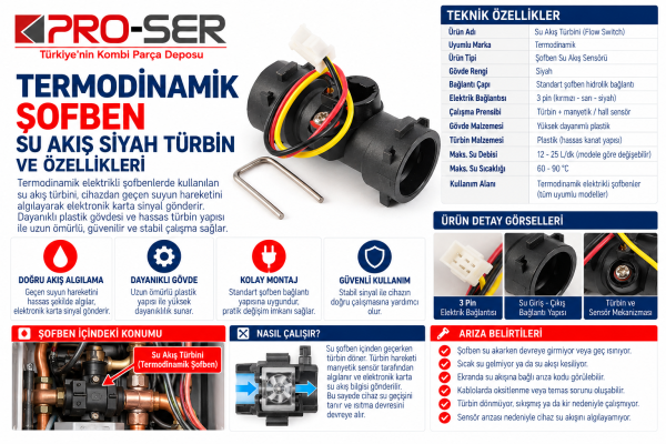 Termodinamik şofben su akış siyah türbin özellikleri nedir - PRO-SER