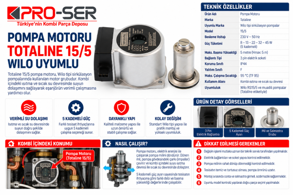 Totaline 15/5 Wilo Uyumlu Pompa Motoru Teknik Analizi - PRO-SER