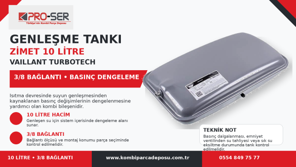 Genleşme Tankı Zimet 10 Litre 3/8 Vaillant Özellikleri - PRO-SER